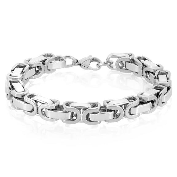 Invicta Jewelry Men's Polished Byzantine Chain Steel Bracelet (8mm) - 8.75"