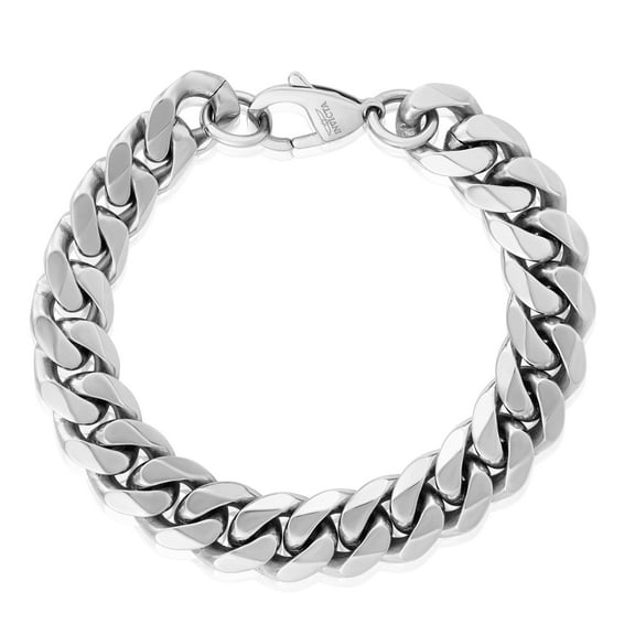 Invicta Jewelry Men's Polished Curb Chain Steel Bracelet (14mm) - 9"