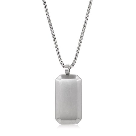 Invicta Jewelry Men's Small Beveled Edge Antiqued Dog Tag Necklace