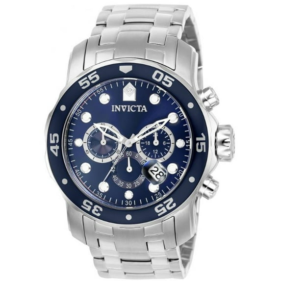 Invicta Men's 0070 Pro Diver Collection Analog Chinese Quartz Chronograph Silver Stainless Steel Watch