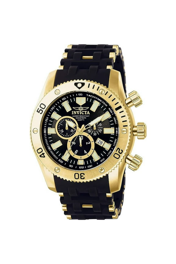 Men's 0140 Spider Collection Gold Tone Black Dial Rubber Strap Chronograph Watch