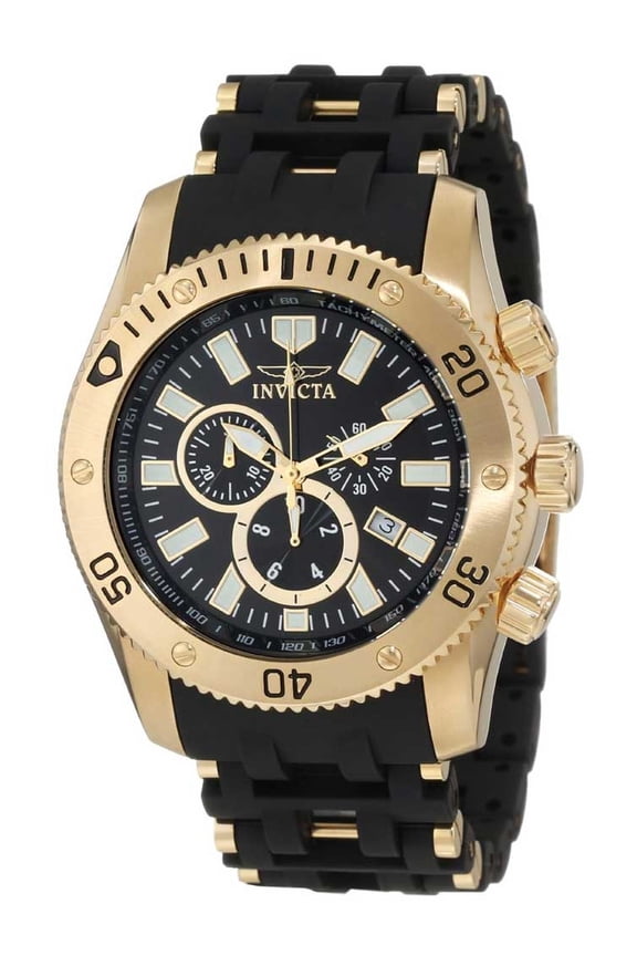 Men's 0140 Spider Collection Gold Tone Black Dial Rubber Strap Chronograph Watch