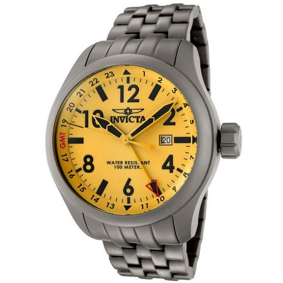 Invicta Men's 0194 Gray Stainless Steel Yellow Dial Watch