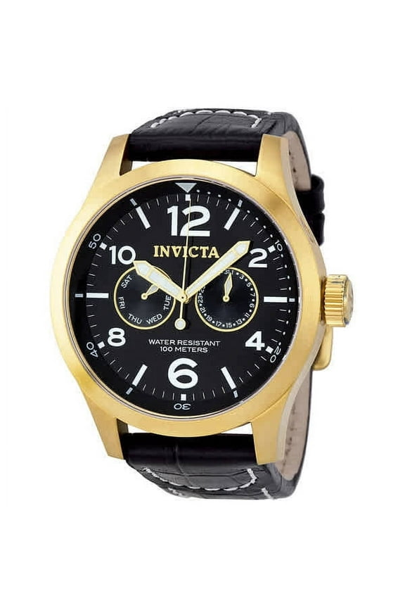 Men's 10491 I-Force Specialty Black Dial Black Leather Strap Watch