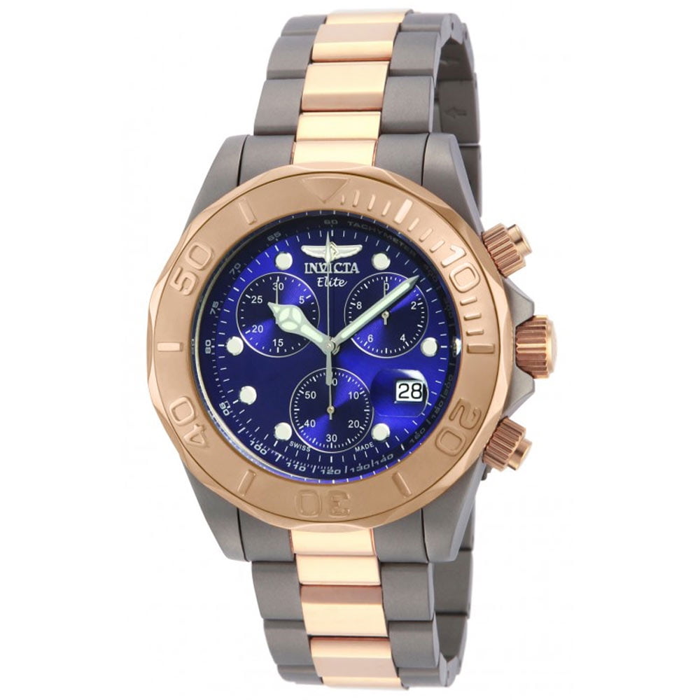 Invicta Men's 10700 Pro Diver Elite Blue Dial Two Tone Bracelet Chronograph Dive Watch