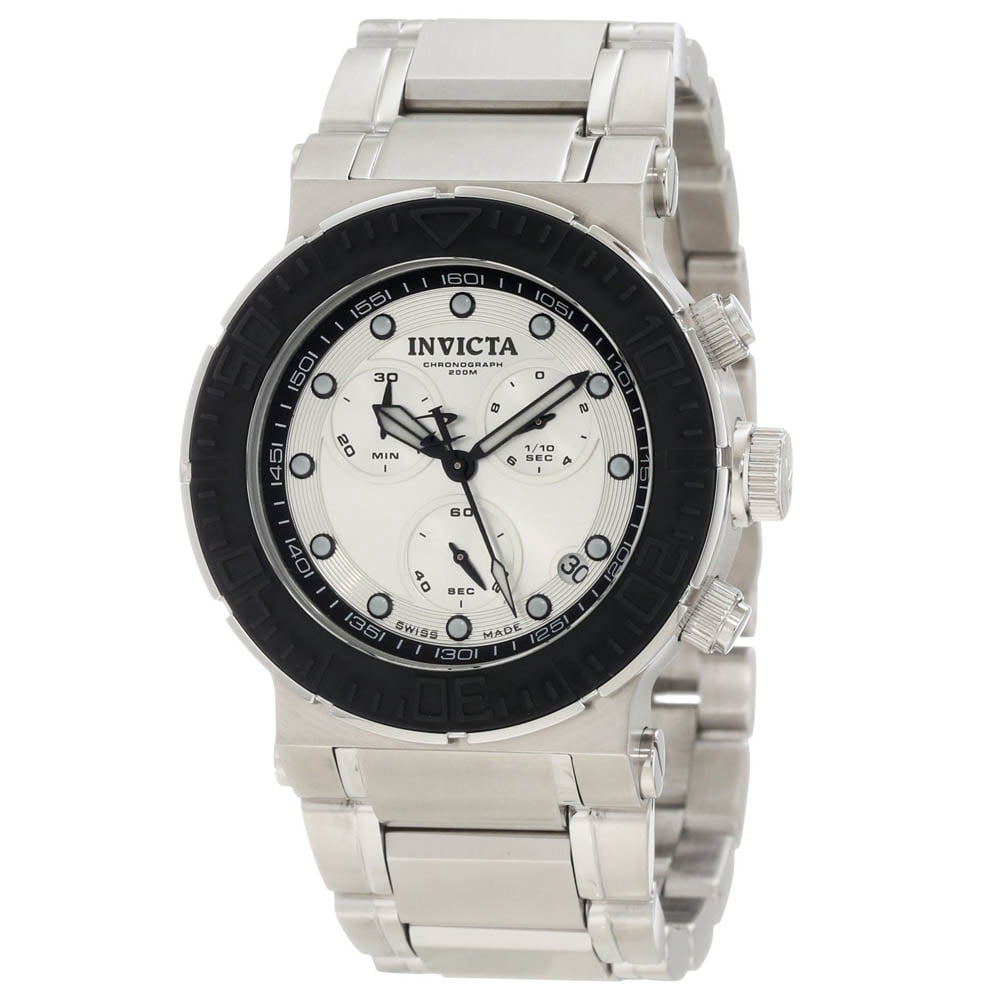 Invicta Men's 10926 Reserve Ocean Reef Silver Tone Dial Black Bezel Interchangeable Bracelet Stainless Steel Chronograph Watch