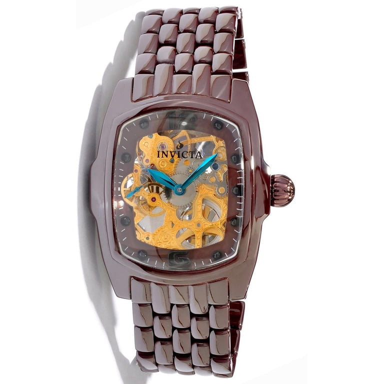 Invicta Men's 1115 Lupah Brown Ceramic Gold Skeleton Dial Watch
