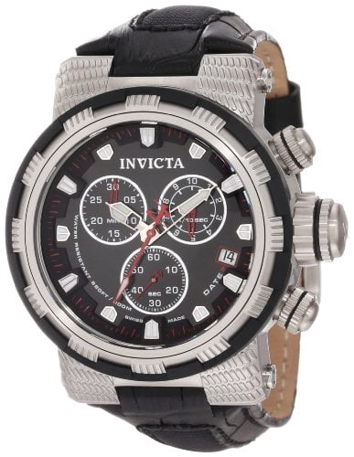 Invicta Men's 11230 Reserve Chronograph Black Dial Black Leather Watch