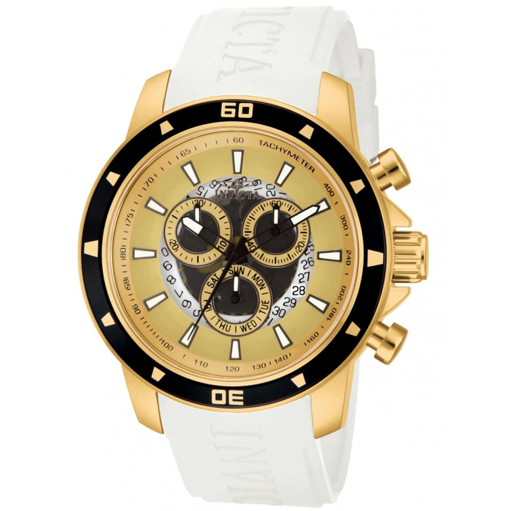 Invicta Men's 11385 Specialty Gold Tone Dial White Rubber Strap Chronograph Watch