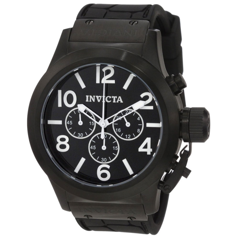 Invicta Men's 1147 Corduba Elegant Black IP Steel Rubber Strap Chronograph Watch