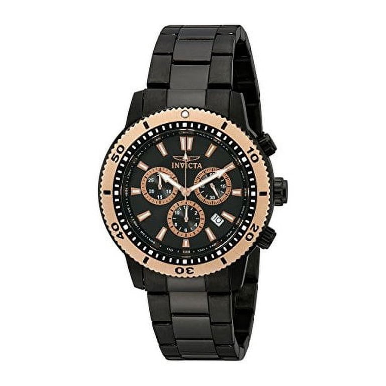 Invicta Men's 1206 Specialty II Black Dial Gold Tone Bezel Black
