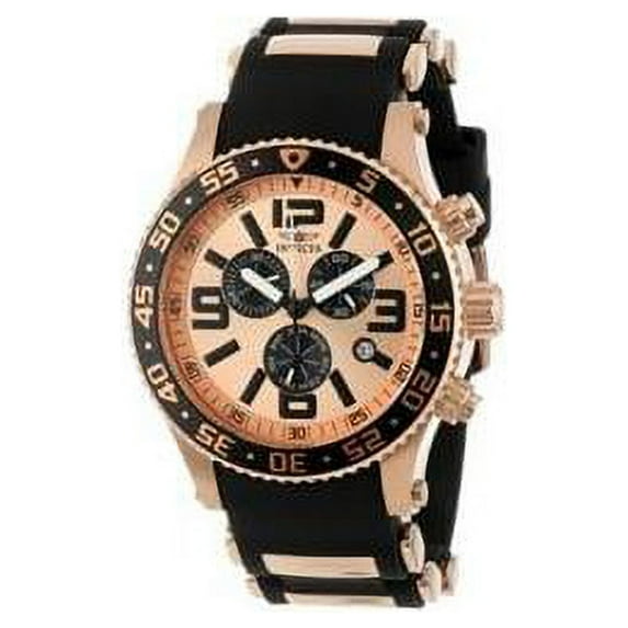 Invicta Men's 12143 Specialty Rose Gold Tone Dial Steel & Rubber Strap Chronograph Watch