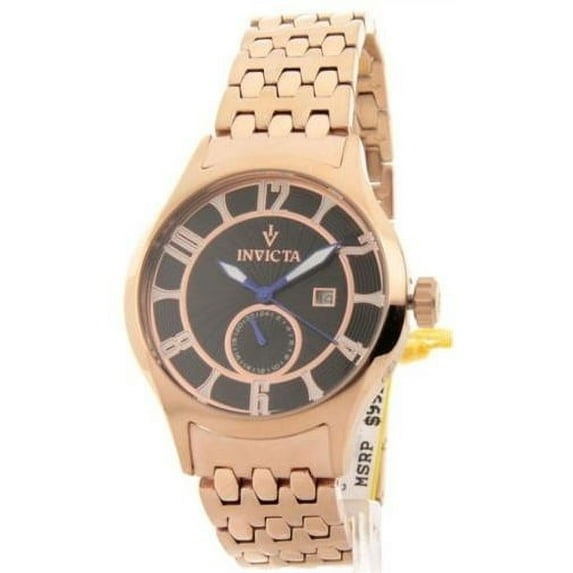 Invicta Men's 12233 Vintage Black Patterned Dial Rose Gold Date 24Hr Time Stainless Steel Watch