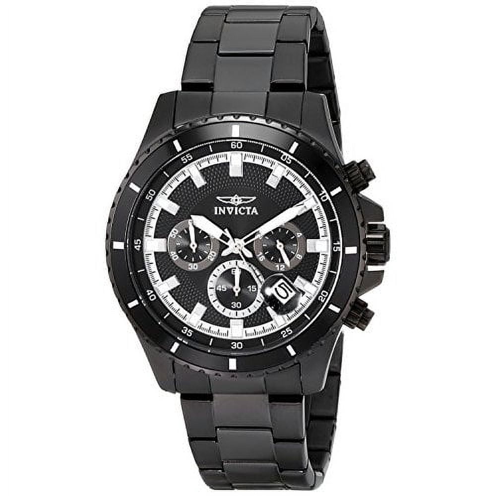 Invicta Men's 12458 Pro Diver Black Dial Black IP Steel Bracelet Chronograph Dive Watch