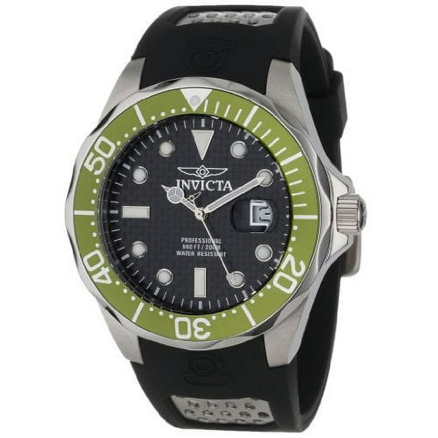 Invicta Men's 12560 Grand Diver Black Carbon Fiber Dial Green Bezel ...