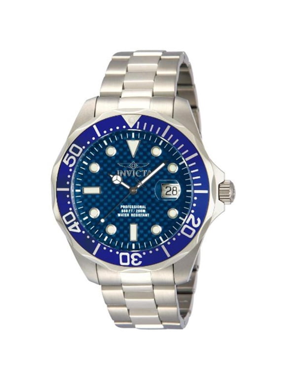 Men's 12563 Grand Diver Blue Carbon Fiber Dial Blue Bezel Stainless Steel Bracelet Dive Watch