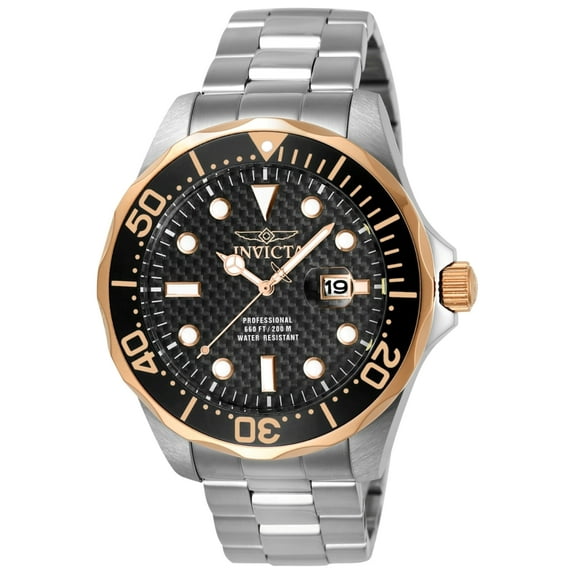 Invicta Men's 12567 Pro Diver Black Carbon Fiber Dial Stainless Steel Watch
