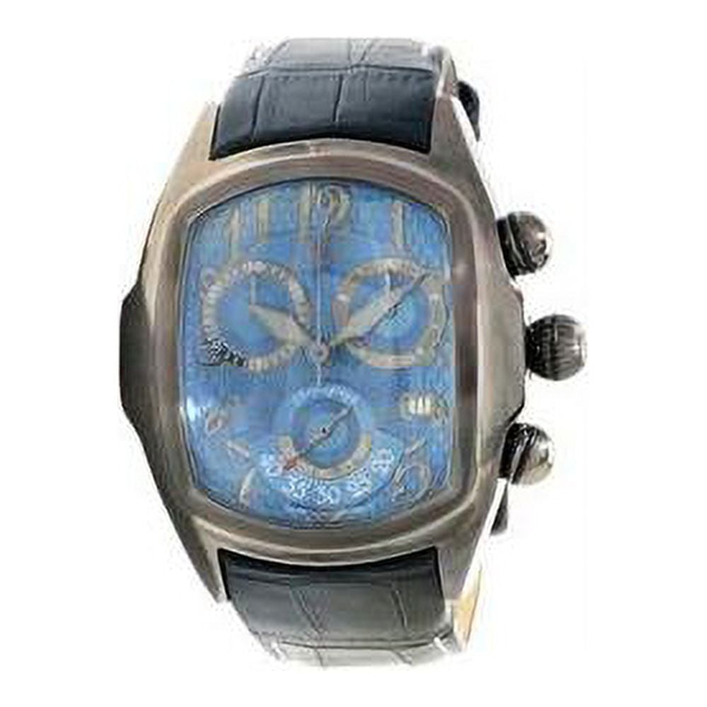 Invicta Men's 13007 Lupah Chronograph Blue Dial Leather Strap Gunmetal Steel Watch