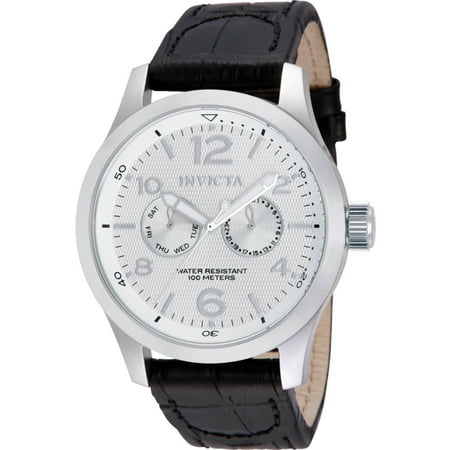 Invicta Men's 13008 I-Force Silver Dial Black Leather Strap Watch