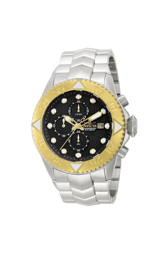 Men's 13097 Pro Diver Galaxy Gold Tone Bezel Black Dial Steel Bracelet Chronograph Dive Watch