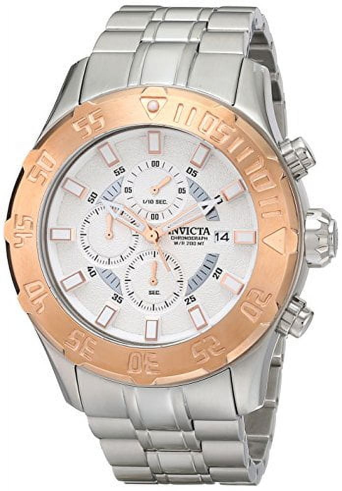 Invicta Men's 13108 Pro Diver Chronograph Silver Textured Dial Stainless Steel Watch