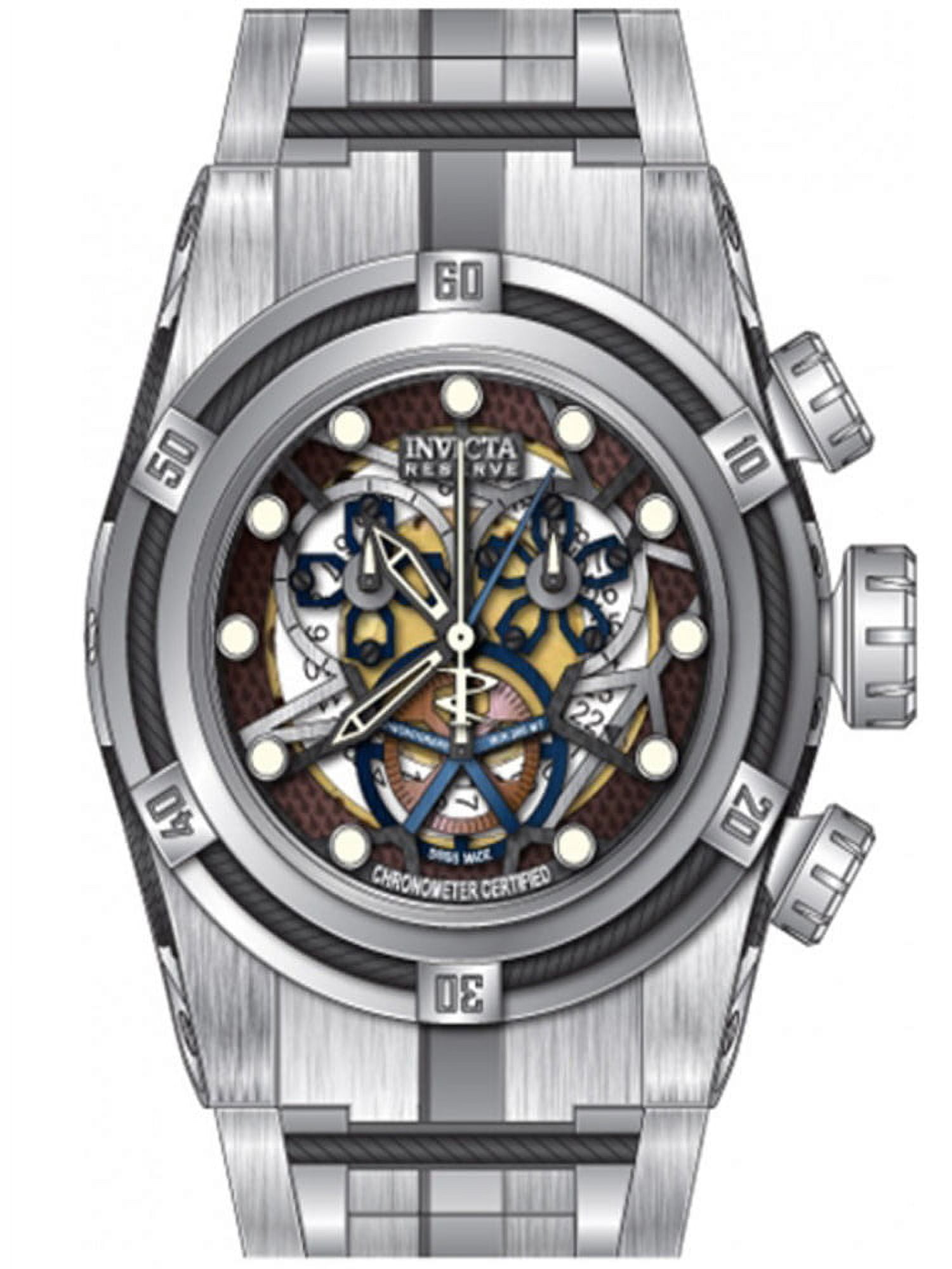 Invicta Men s 13755 Reserve Zeus Bolt Chronograph Brown Skeleton