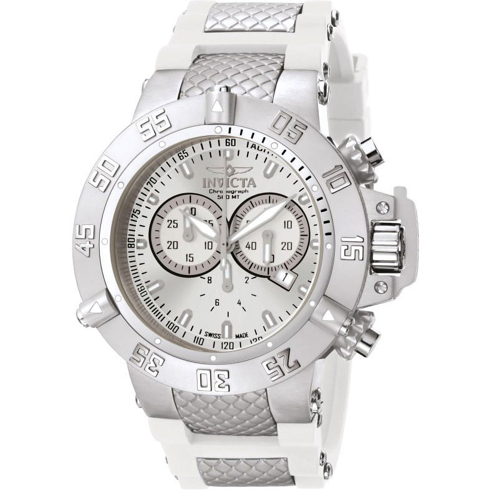Invicta Men's 1384 Subaqua Noma III White Rubber Strap Silver Dial