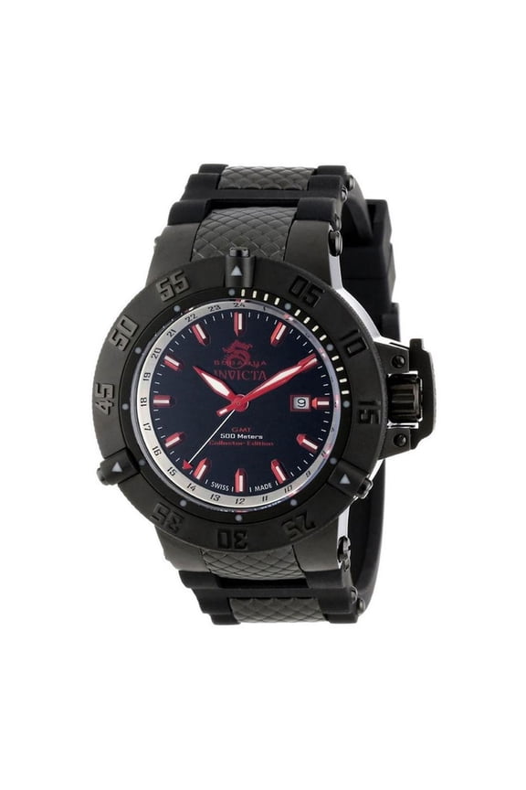 Men's 13919 Subaqua Noma III Collector Edition Black Dial Black IP Steel Rubber Strap GMT Dive Watch