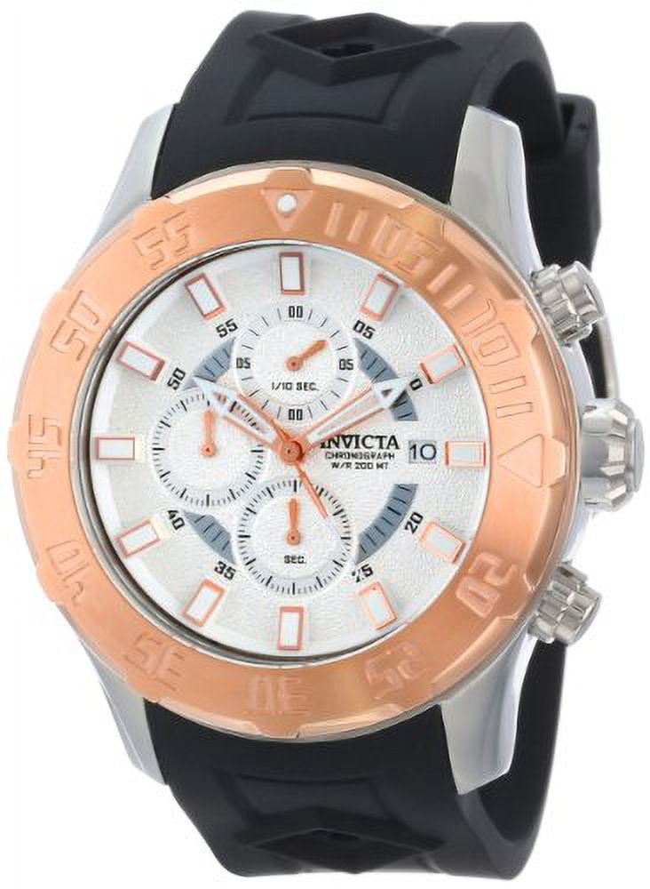 Invicta Men's 14081 Pro Diver Quartz Silver Textured Dial Black Silicone Watch