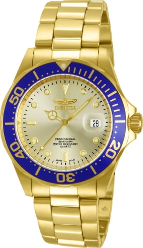 Invicta Men's 14124 Pro Diver Gold Dial 18k Gold Ion-Plated Stainless Steel Watch