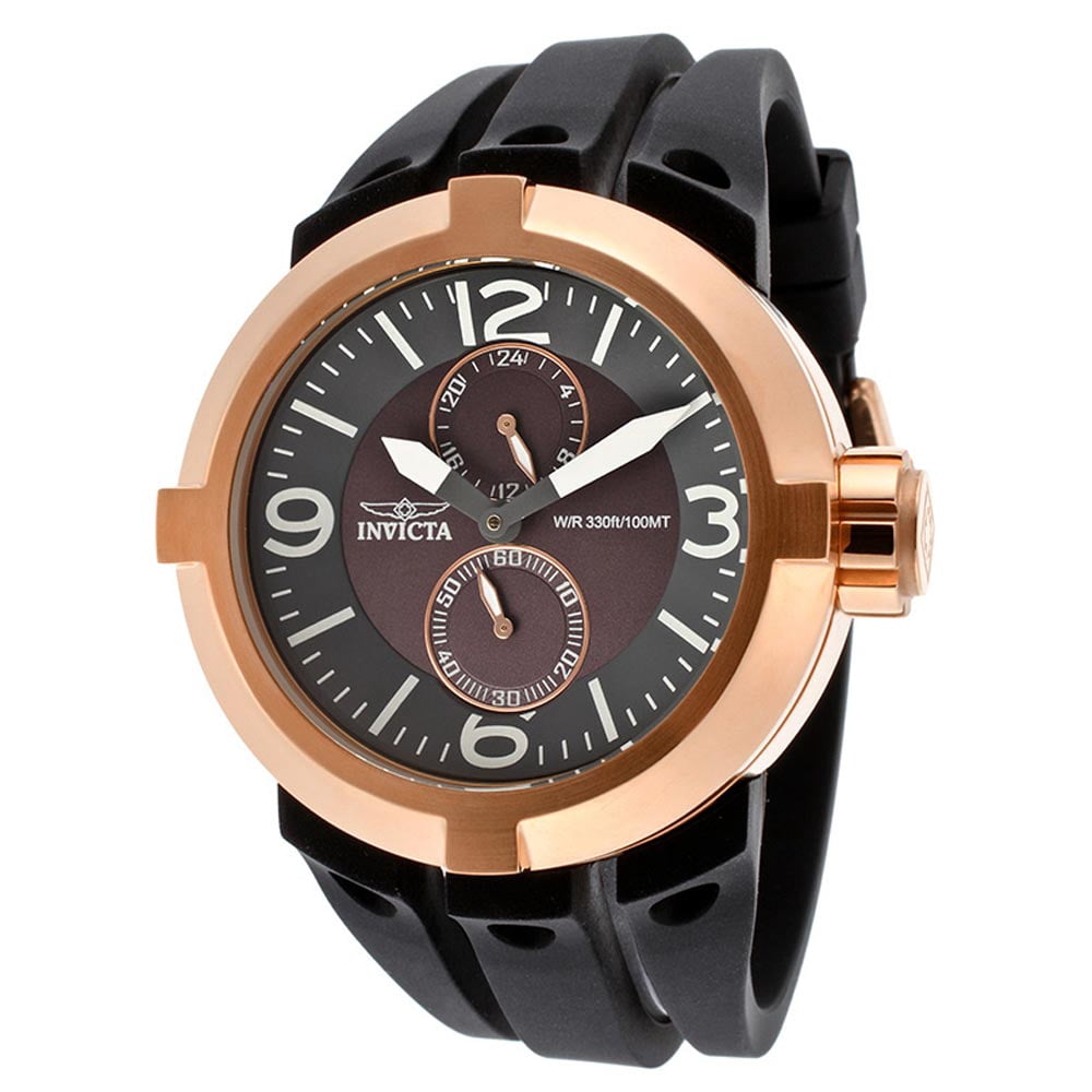 Invicta Men's 14181 I-Force Black & Brown Dial Rose Gold Steel Black Strap Watch