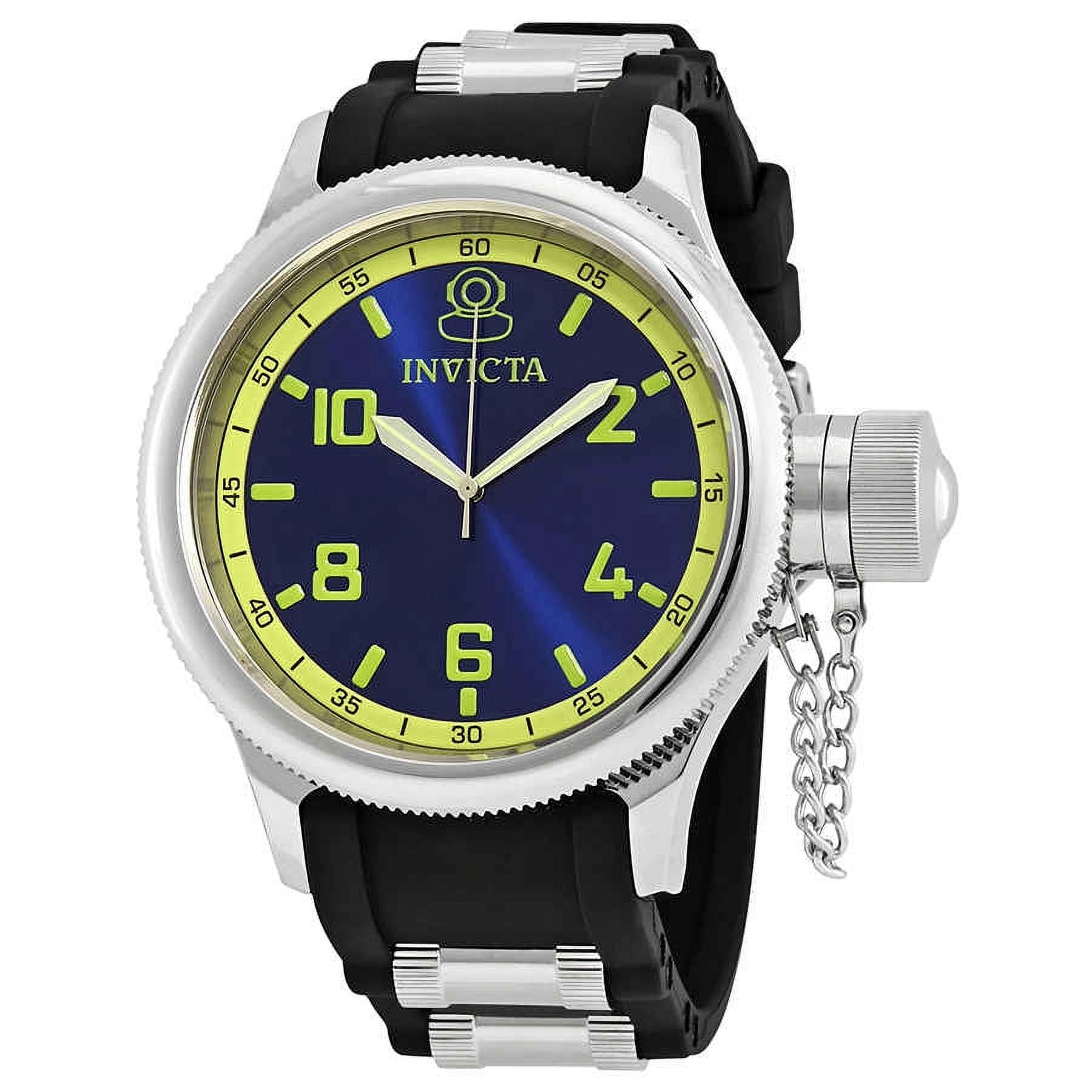 Invicta Men's 1434 Russian Diver Blue Dial Black Rubber Watch