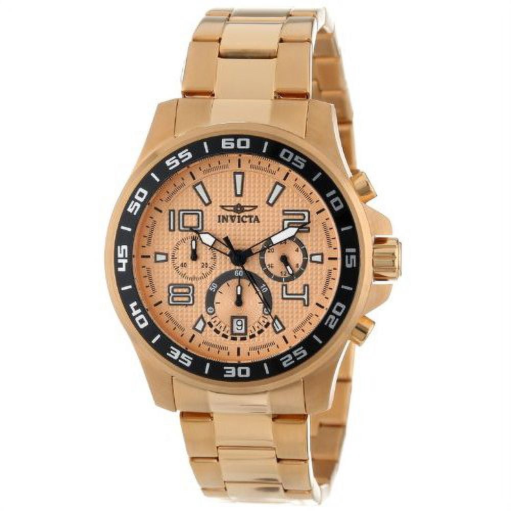 Invicta Men's 14392 specialty chronograph gold dial 18k gold ion plated stainless steel watch