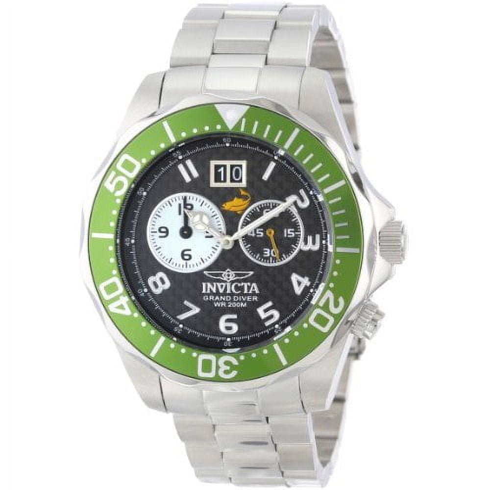 Invicta Men's 14443 Grand Diver Black Dial Green Bezel Stainless Steel Dive Watch