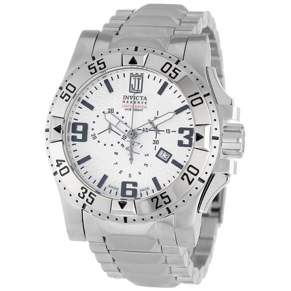 Invicta Men's 14450 Jason Taylor Reserve Chronograph Silver Textured Dial Stainless Steel Watch