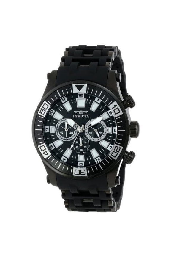 Men's -14561 Sea Spider Chronograph Black Dial Black Polyurethane Watch