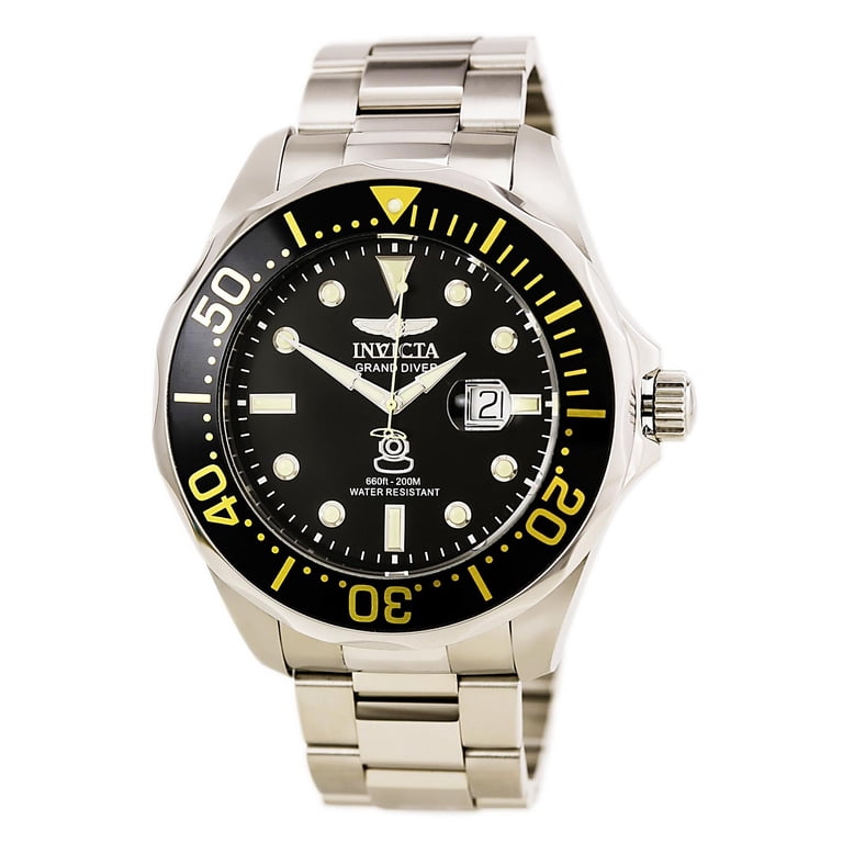 Invicta Men's 14654 Grand Diver Black Dial Steel Bracelet Dive