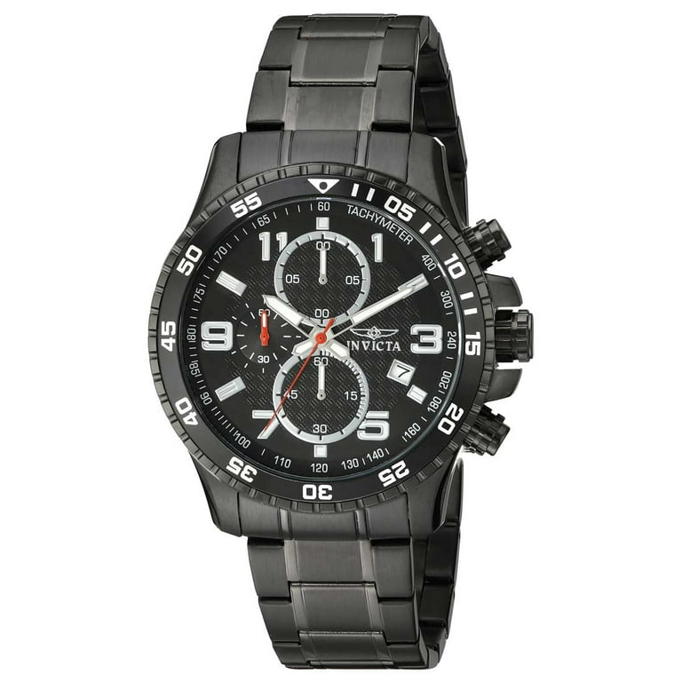 Invicta Men's 14880 Specialty Black Dial Black IP Steel Bracelet  Chronograph Watch