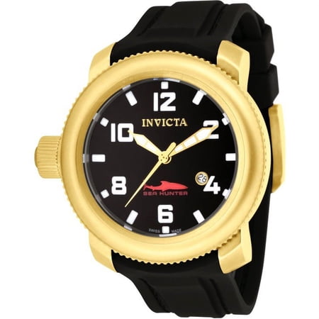 Invicta Men's 1545 Sea Hunter Black Dial Rubber Watch