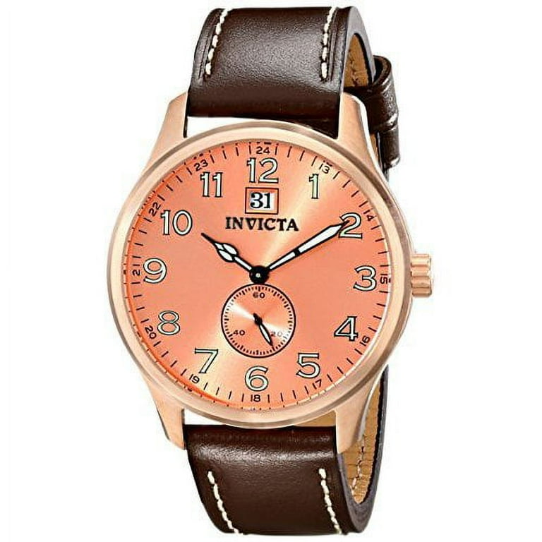 Invicta Men s 15515 I Force Brown Genuine Leather Rose Tone Dial Rose 18K Gp Ss Watch Walmart
