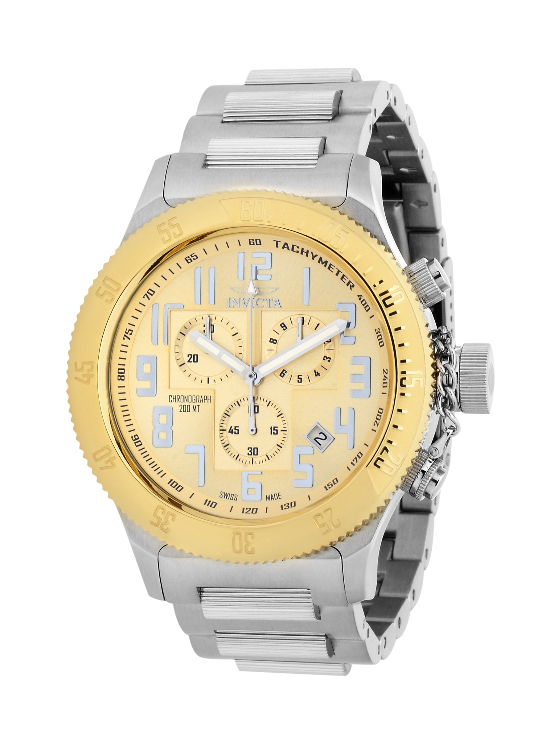 Invicta Men s 15554 Russian Diver Quartz Chronograph Gold Dial Watch Walmart