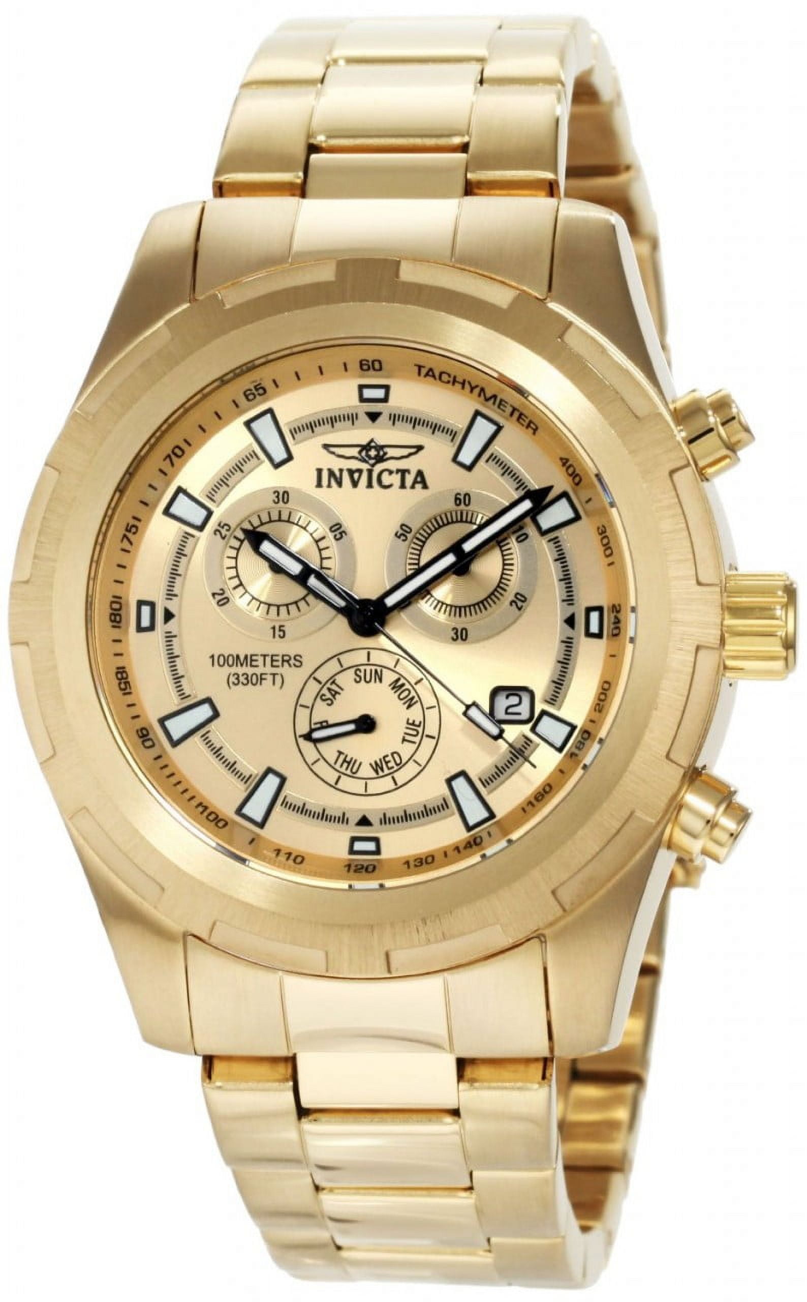 Invicta Men's 1561 Specialty Chronograph 18K Gold Plated Steel Gold-Tone Dial 45 Mm Watch