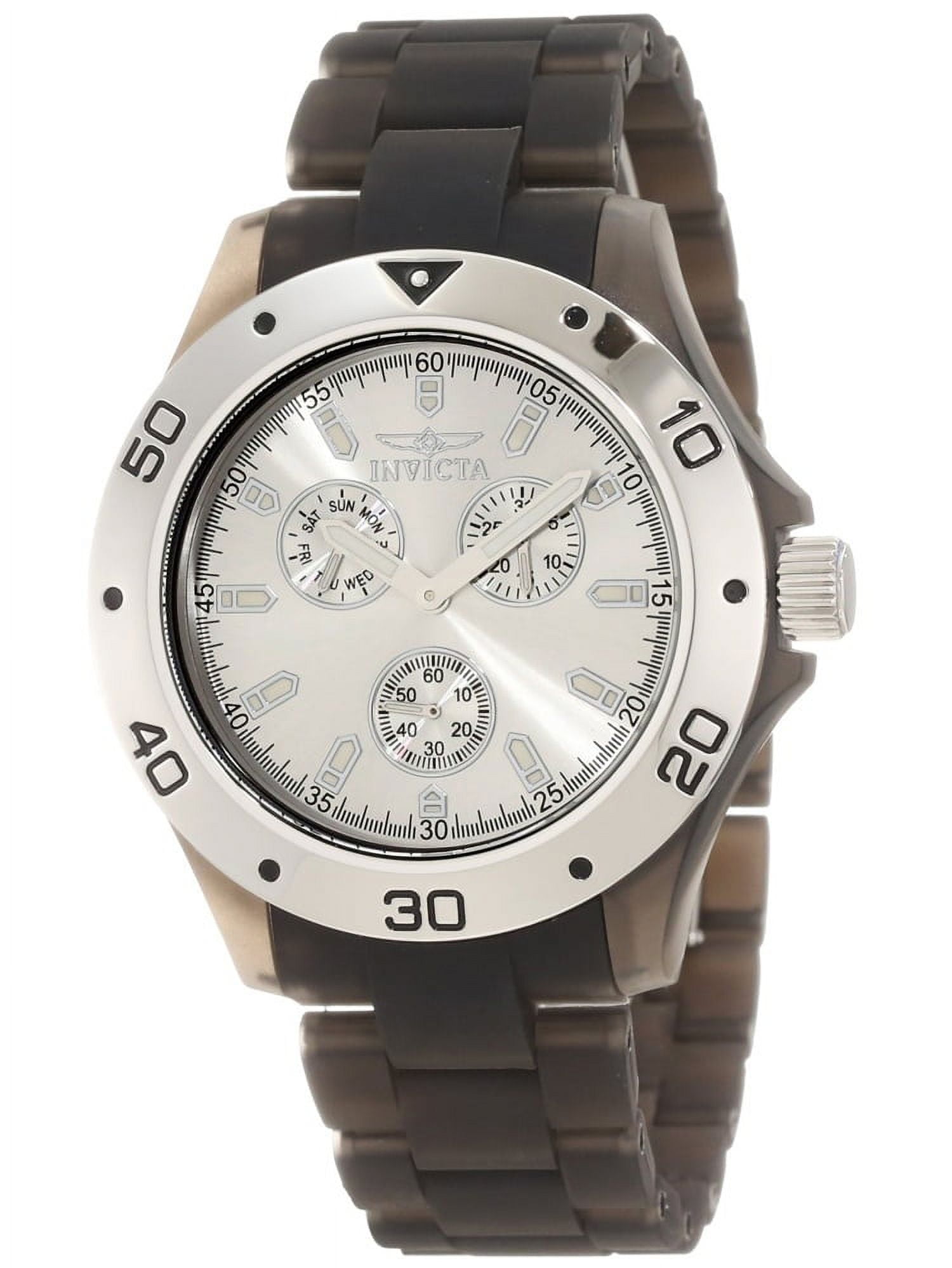 Invicta Men's 1668 Anatomic Silver Dial Black Plastic Watch