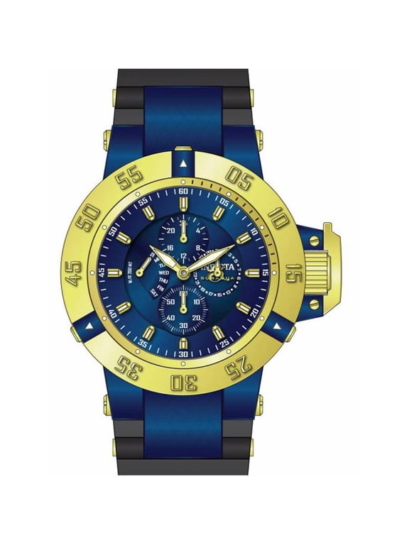 Men's 17122 Subaqua Blue Dial Gold Tone Bezel Black & Blue Strap Dive Watch