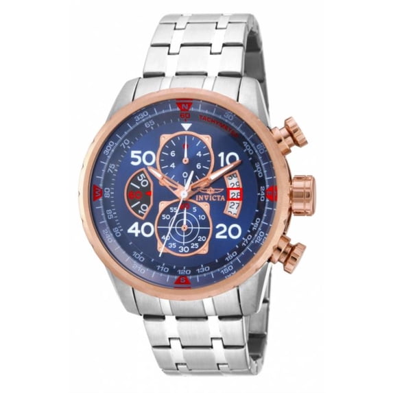 Invicta Men's 17203 Aviator Blue Dial Stainless Steel Bracelet Chronograph Watch