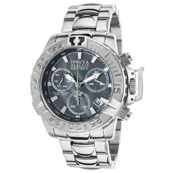 Invicta Men's 17500 Subaqua Reserve Black MOP Dial Steel Bracelet Chrono Dive Watch