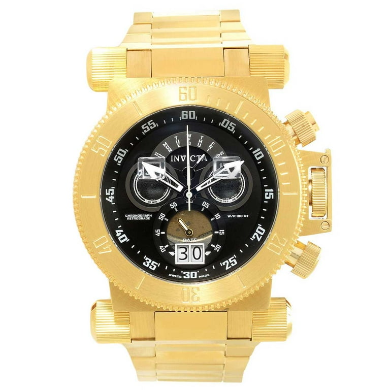 Invicta Men s 17642 Coalition Forces Black Dial Yellow Gold Steel