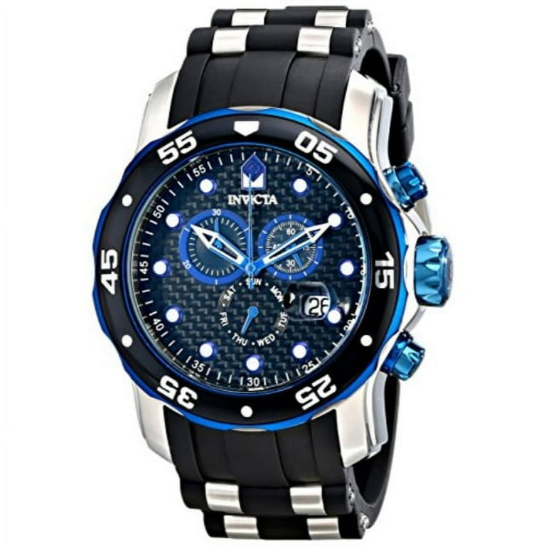 Invicta Men s 17878 Pro Diver Chronograph Black Carbon Fiber Dial Black Polyurethane Watch