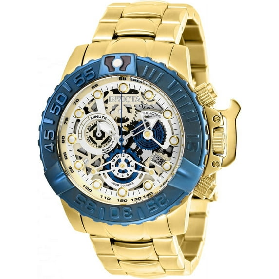 Invicta Men's 18237 Subaqua Noma II Reserve Skeleton Dial Yellow Gold Steel Chrono Dive Watch
