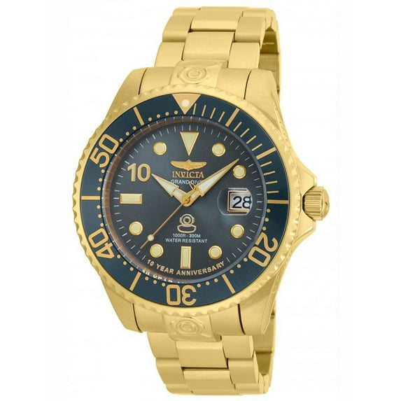 Invicta Men's 18671 Grand Diver Grey Dial Yellow Gold Steel Bracelet Automatic Dive Watch
